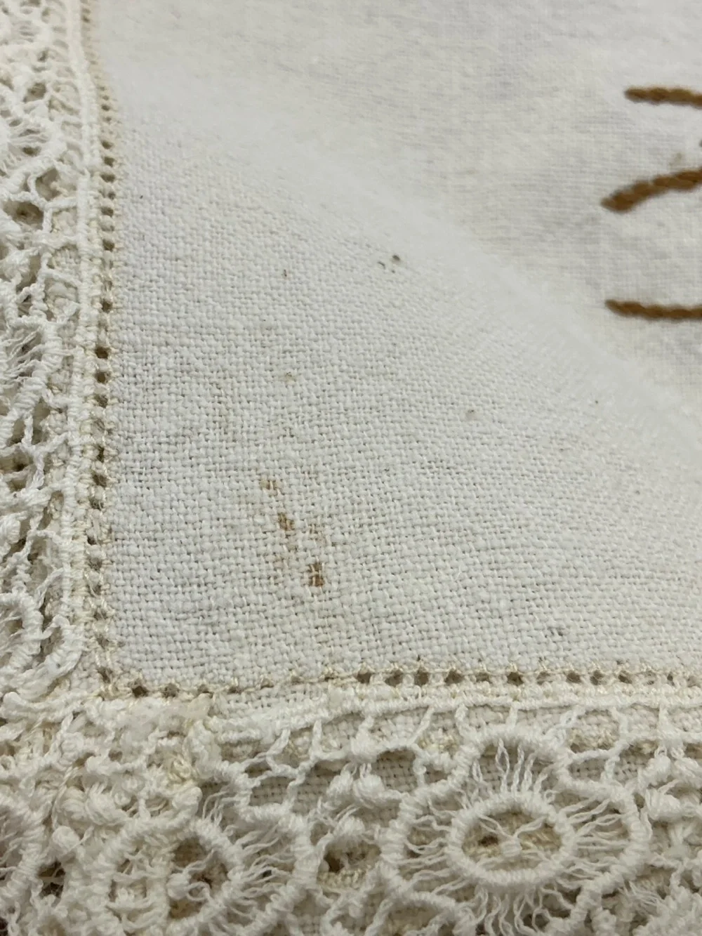 Vintage Hand Embroidered Floral Tablecloth